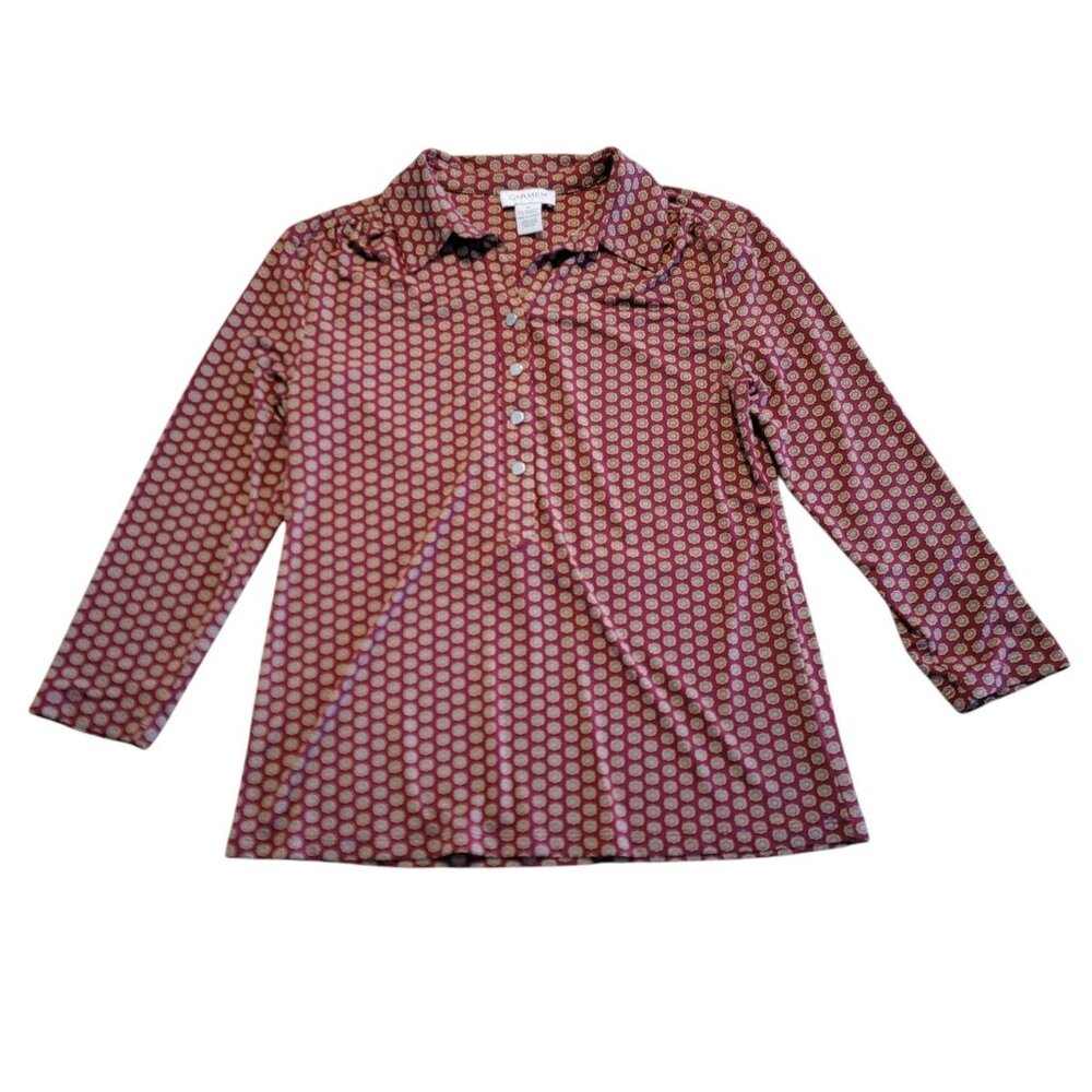 Carmen Marc Valvo Blouse Top Womans‎ Geometric Multicolor M